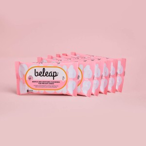 beleap Flushable Pocket Size Feminine Wet Wipes for Private Areas and Skin (6 x 8s)